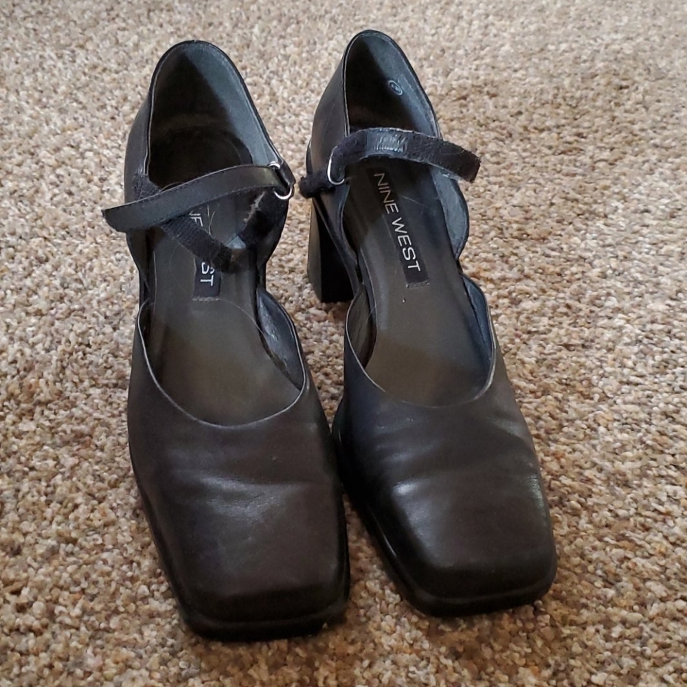 Vintage Nine West heels chunky 3 in. Leather. Sz9
